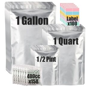 Silver Mylar Bags with Labels